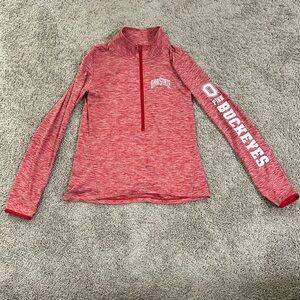Victoria Secret PINK heathered red athletic ohio state half-zip Sz L